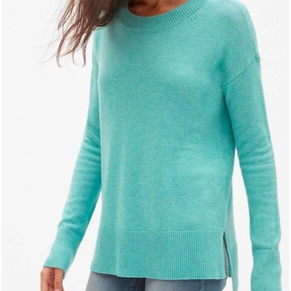 🔺️Gap Turquoise Hi-Low Hem Long Sleeve Sweater XSmall - Picture 1 of 9